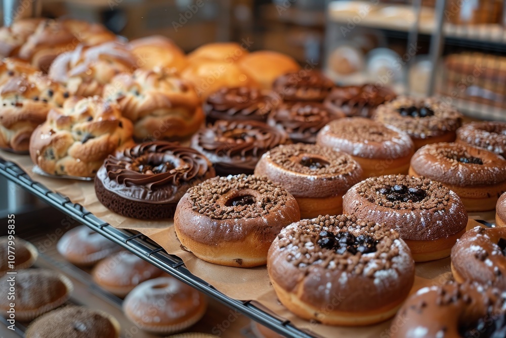 glazing fresh donuts in a factory. glazing fresh donuts in a factory.