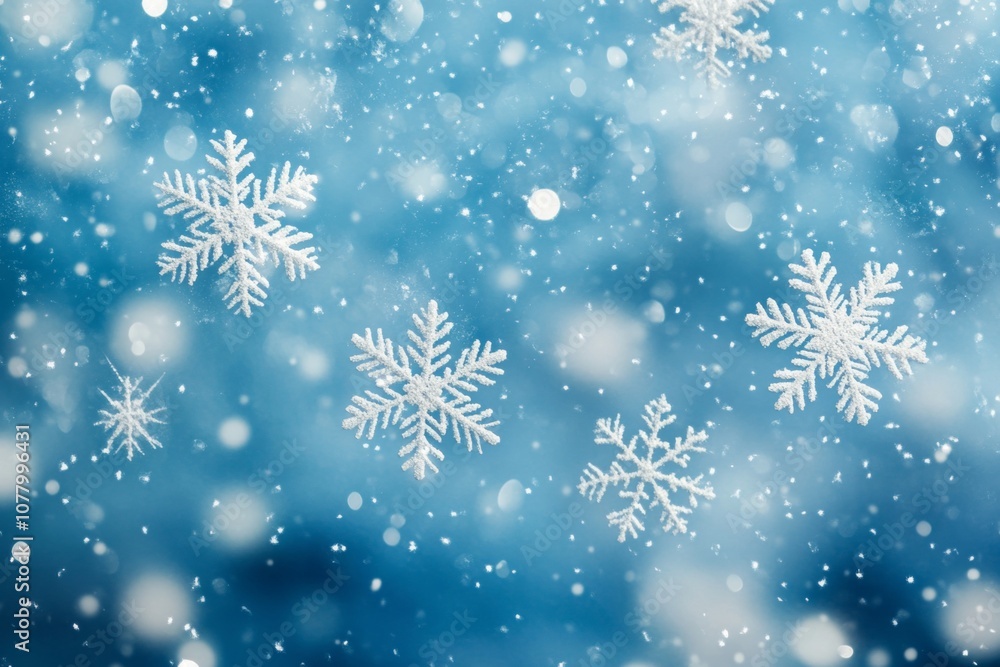Winter holiday photography blue snowy background with white snowflakes for christmas illustration Winter holiday photography blue snowy background with white snowflakes for christmas illustration