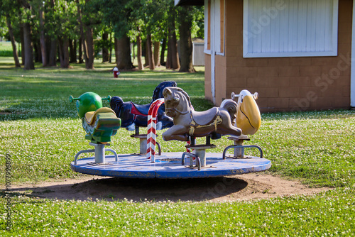 A marry go round at a public park in Wayne Village, Ohio. photo