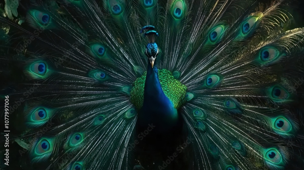 Obraz premium Vibrant Peacock with Colorful Feather Display