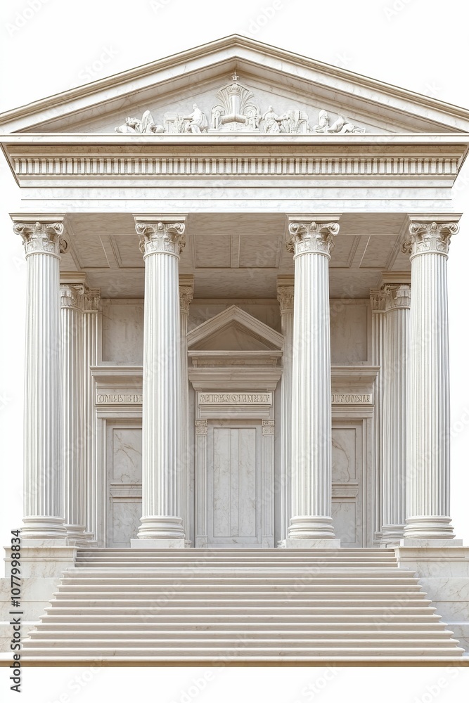 White marble building with columns and stairs. White marble building with columns and stairs.