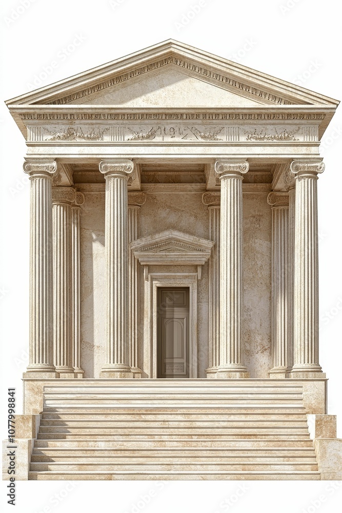 Obraz premium An ancient temple with columns and a door.