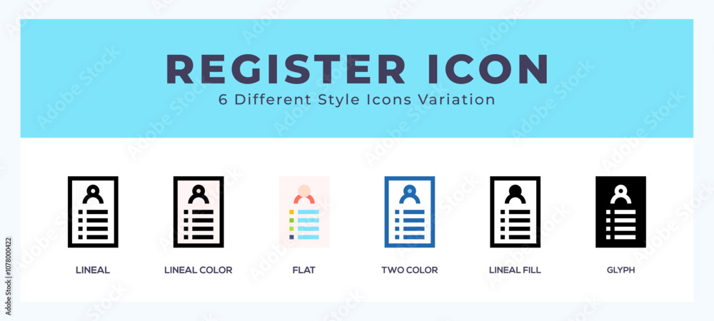 Register icon in filled. thin line. outline stroke and flat style.