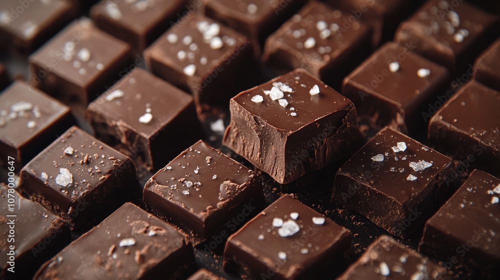 Fototapeta premium A close up of a chocolate bar with salt on top