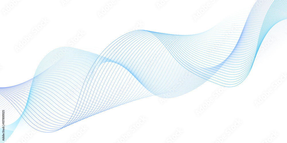 White wave curve lines banner background design. Abstract soft wave lines dynamic flowing blue light isolated background. Vector Illustration of the blue pattern of lines. stripes on white.	
