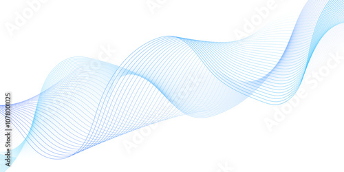 White wave curve lines banner background design. Abstract soft wave lines dynamic flowing blue light isolated background. Vector Illustration of the blue pattern of lines. stripes on white. 