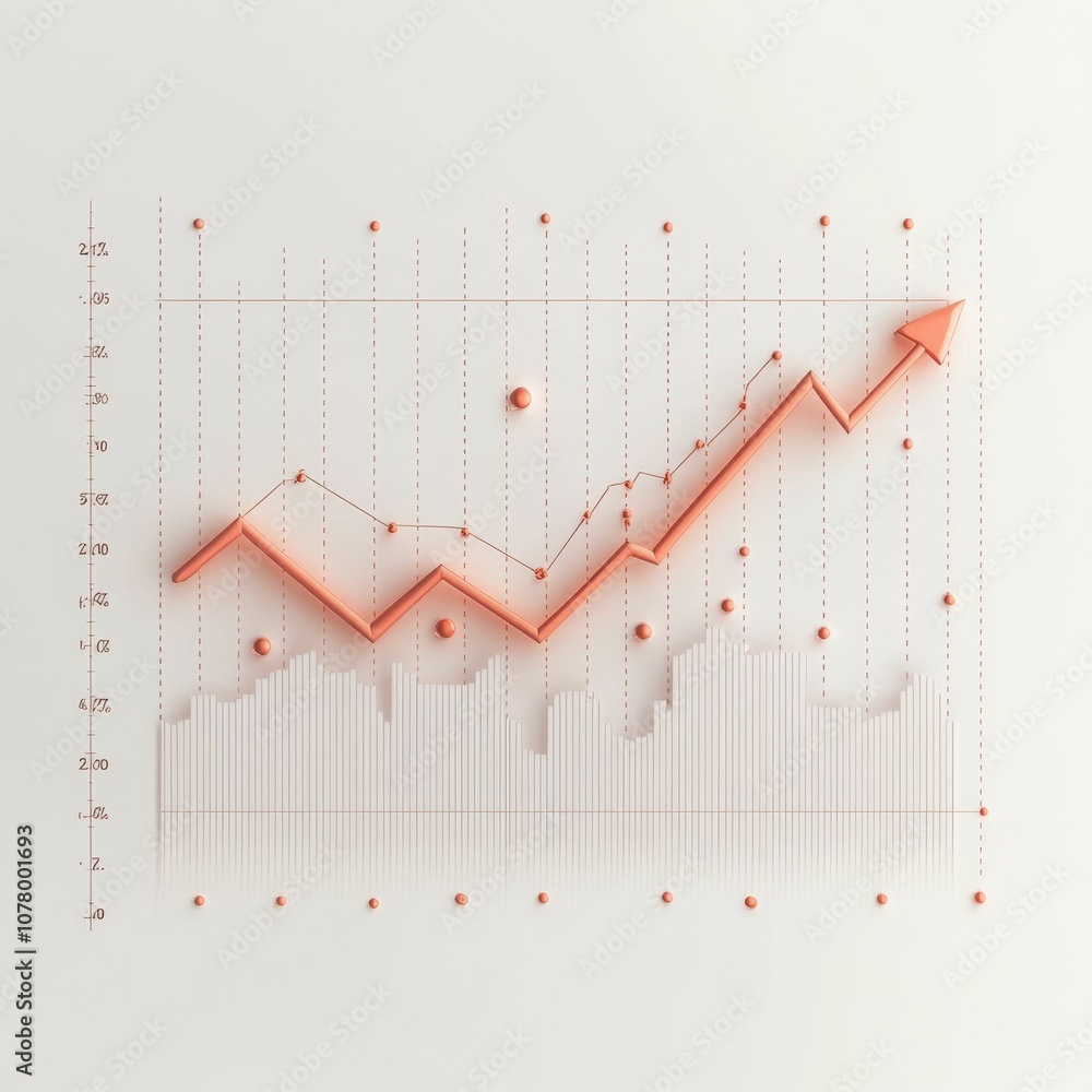 White background with a 3D line graph. White background with a 3D line graph.