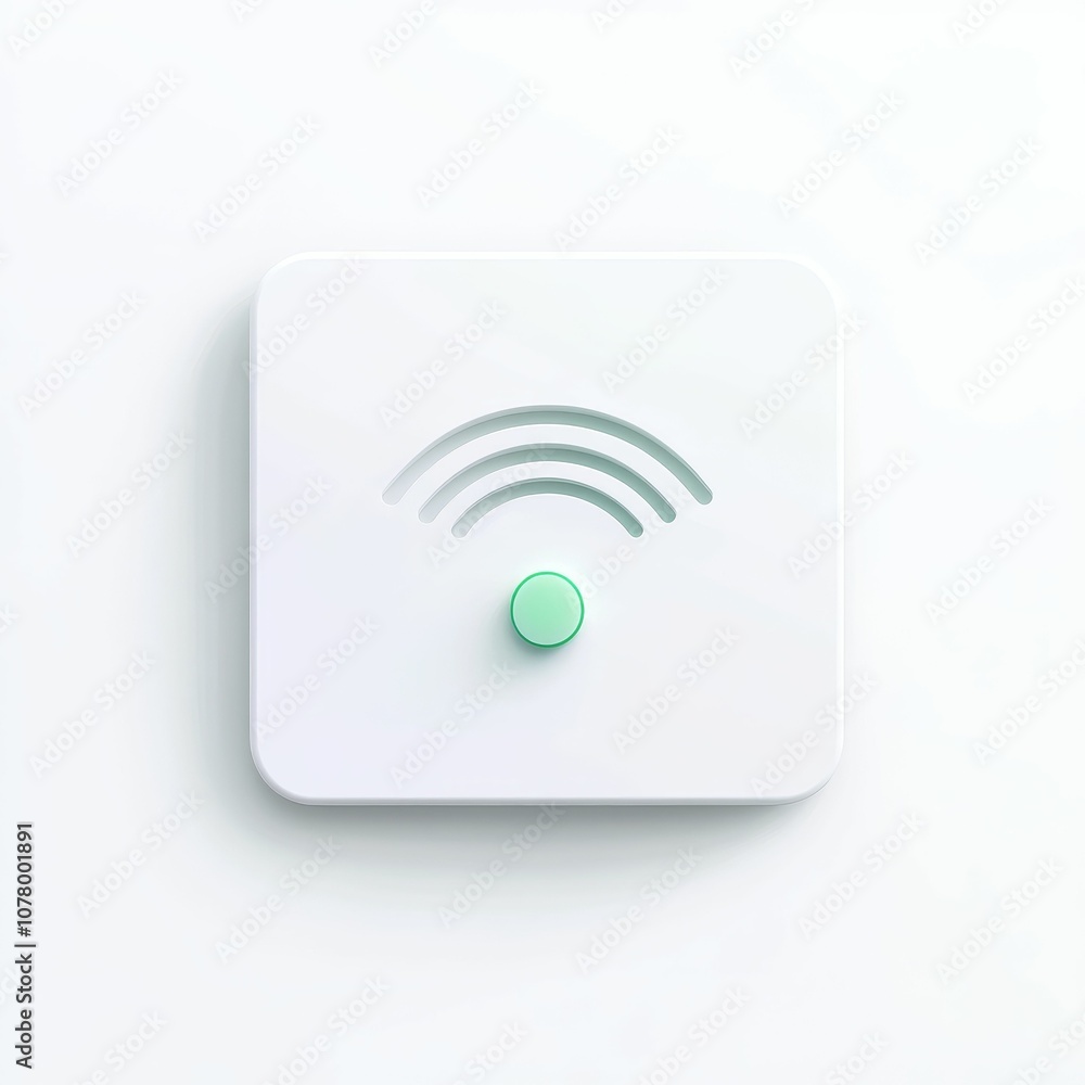 White square with green wifi icon. White square with green wifi icon.