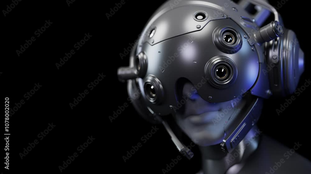 The human robot looks away in close-up The human robot looks away in close-up