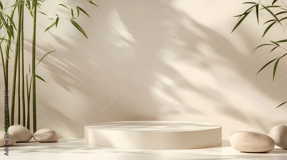 Beige bamboo product display booth poster background Beige bamboo product display booth poster background