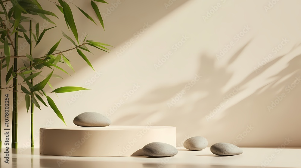 Beige bamboo product display booth poster background Beige bamboo product display booth poster background