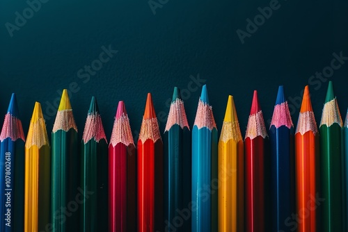 A collection of lovely, bright, multicolored pencils. Generative Ai