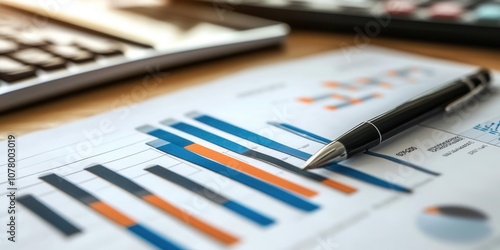 Detailed analysis of financial data with charts and graphs on a desk, showcasing modern office productivity and planning.