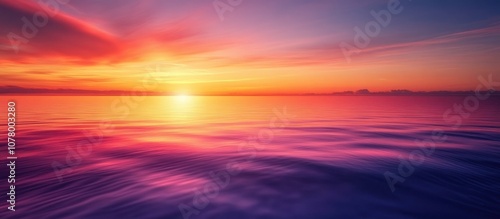 A beautiful sunset over the ocean with vibrant colors and a soft, dreamy feel.