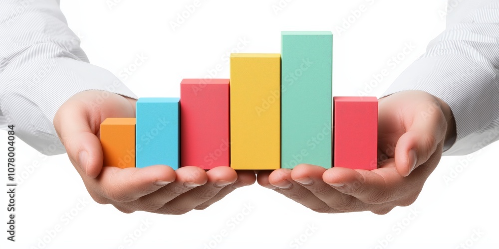 A pair of hands holds colorful blocks arranged in a bar graph, symbolizing growth, data presentation, or educational concepts. A pair of hands holds colorful blocks arranged in a bar graph, symbolizing growth, data presentation, or educational concepts.