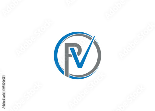 Letter PV logo design with vector icon template