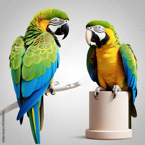 Colorful macaw parrot with vibrant feathers isolated on transparent background, ideal for tropical and exotic design projects- Generated with Ai.