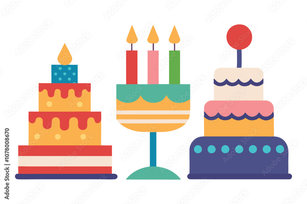 Naklejka premium delicious fresh birthday cake vector illustration with white background