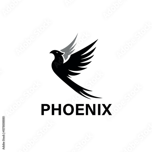 flying phoenix design animal logo vector