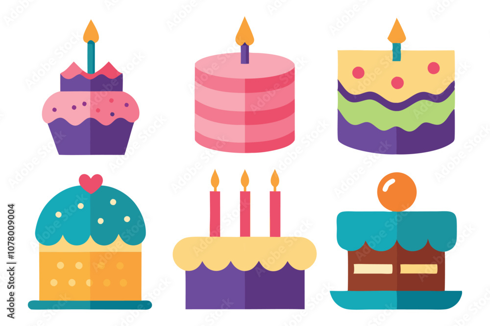 set of birthday cake icons design set of birthday cake icons design