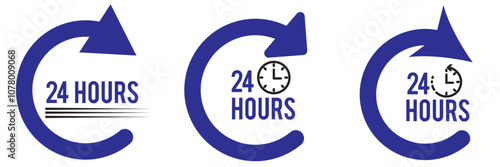 24 ours support a variety of symbols, icon, labels, support sign and call center concept collection