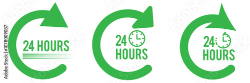 green 24 hrs service vector on a white background