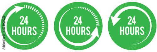 green 24 hrs service vector on a white background