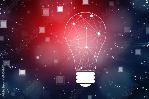 Bulb illustration on technology background, Future technology, innovation background, creative idea concept, Hand Holding Bulb icon on Abstract technology background