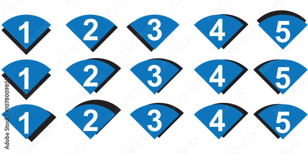 Set of number pointer vector icons. Bullet points. Numbers marker Set of number pointer vector icons. Bullet points. Numbers marker