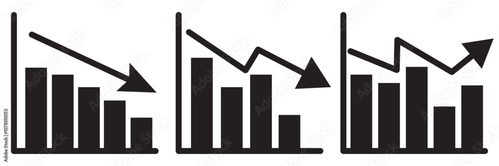 Growing Graph Icon Set. Vector isolated editable set of illustrations Growing Graph Icon Set. Vector isolated editable set of illustrations