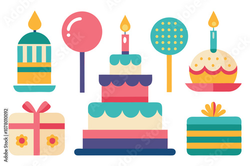 Happy birthday delicious cake vector illustration on a white background