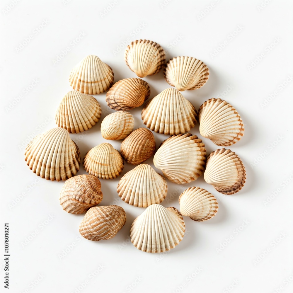 seashells on a white background summer beach holiday coastal decoration seashells on a white background summer beach holiday coastal decoration