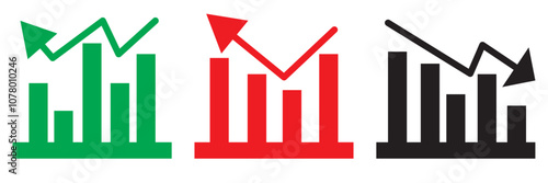 Statistics icon set. Increase the bar graph concept