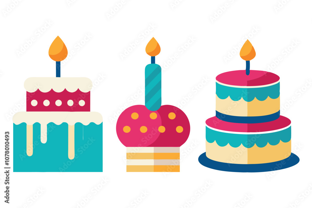 Happy birthday delicious cake vector illustration on a white background Happy birthday delicious cake vector illustration on a white background