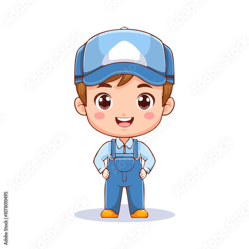 Mechanic Cute Worker Work Job Profession Professional Occupation Cartoon Character
