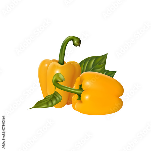 Realistic Yellow Bell Pepper