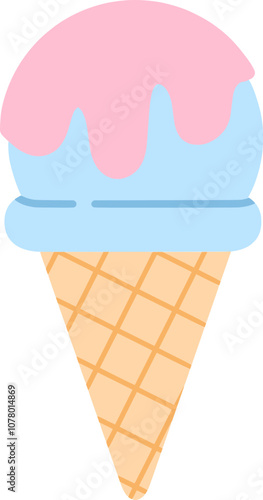 cute ice cream, vector illustration, sweet dessert