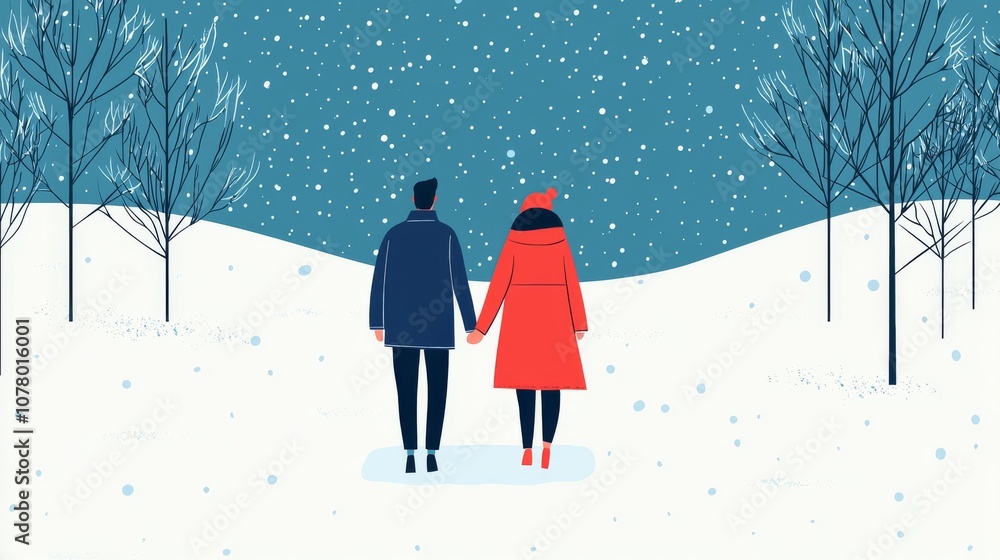 Couple Walking in the Snow. Couple Walking in the Snow.