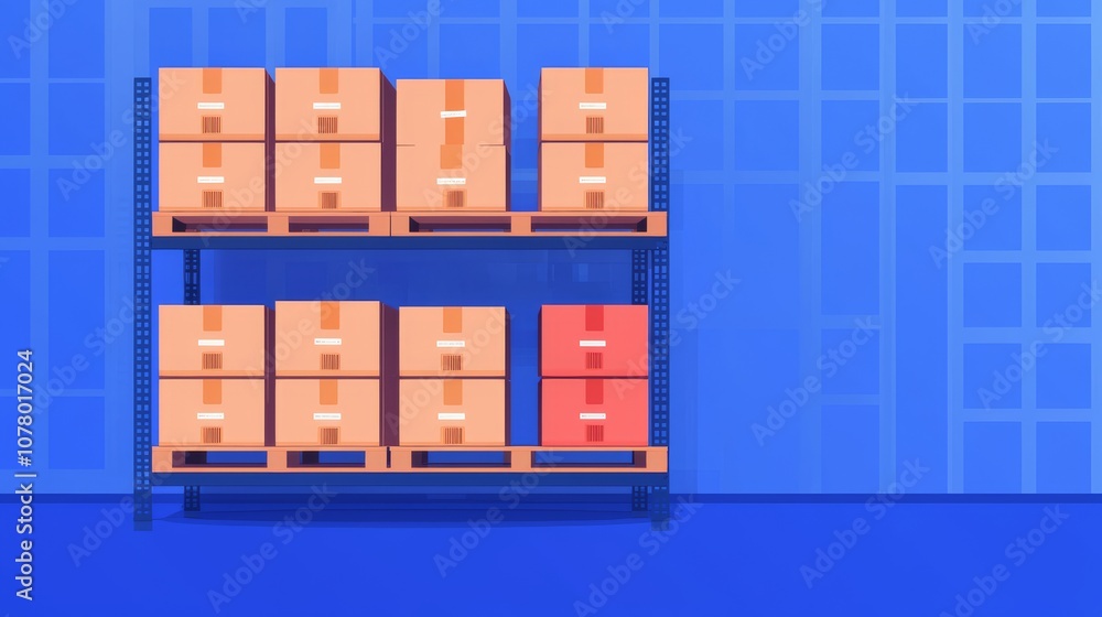 Cardboard Boxes on a Pallet Rack in a Warehouse. Cardboard Boxes on a Pallet Rack in a Warehouse.