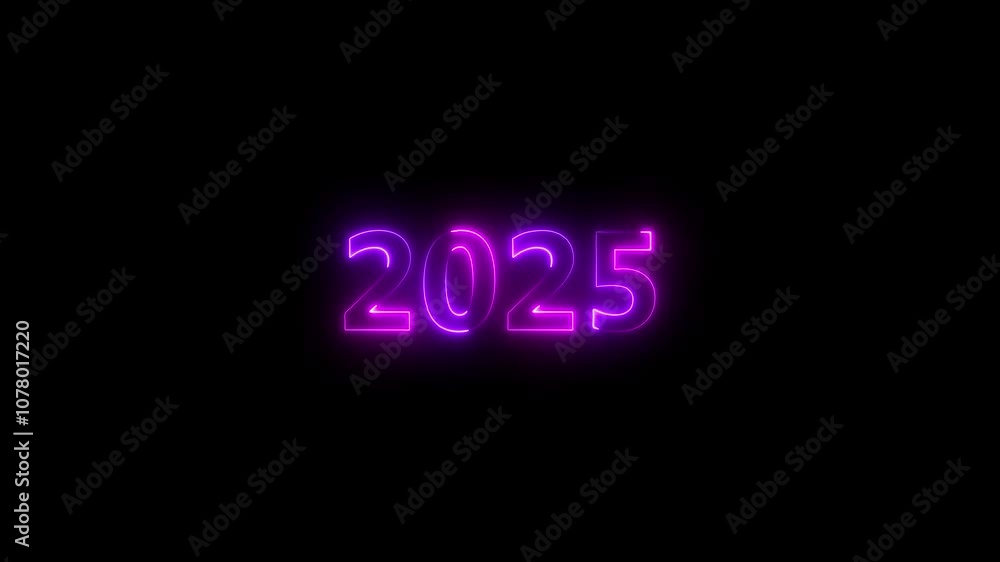 New year's eve 2025 with glowing neon line. p[ink and purple color neon Happy new year 2025 New year's eve 2025 with glowing neon line. p[ink and purple color neon Happy new year 2025
