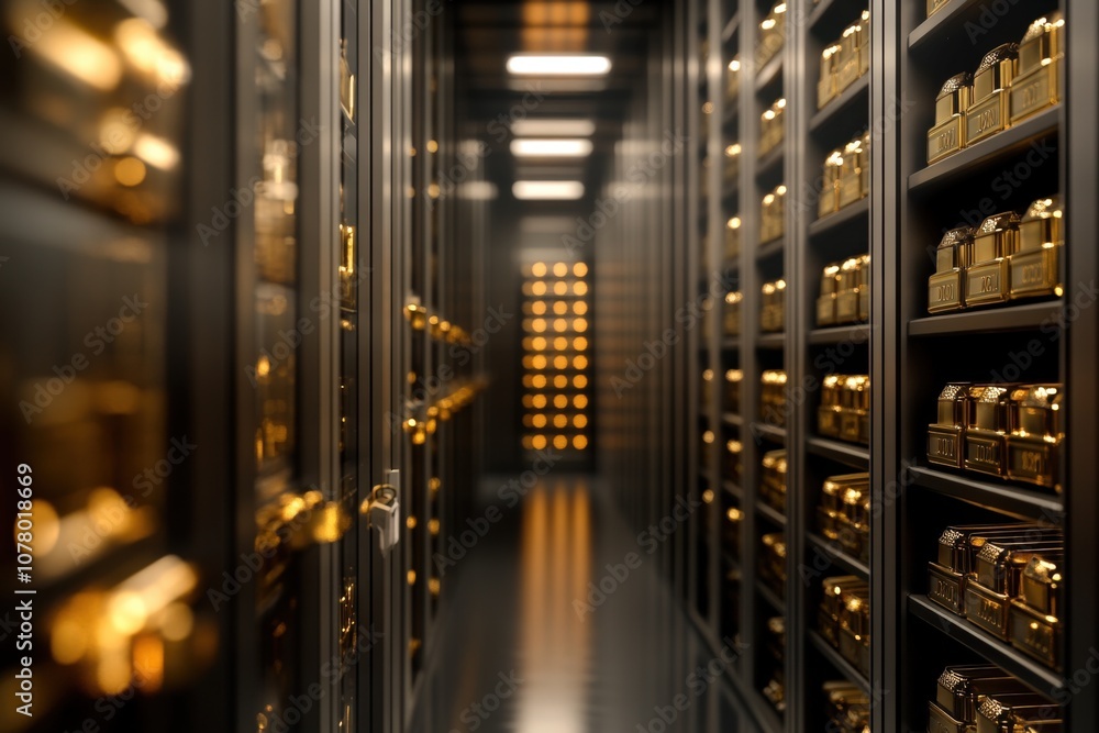 a row of gold bars in a safe a row of gold bars in a safe