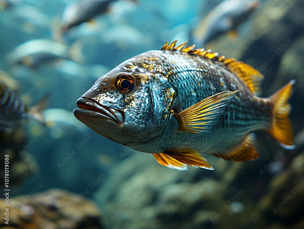 Closeup of a Fish in an Aquarium Closeup of a Fish in an Aquarium