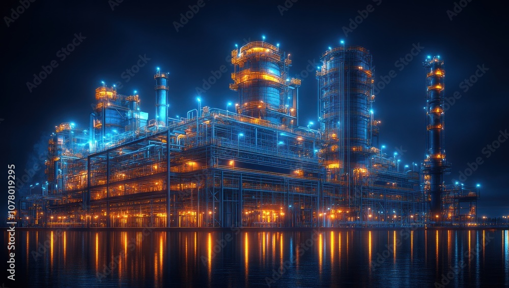 Illuminated Refinery at Night Illuminated Refinery at Night