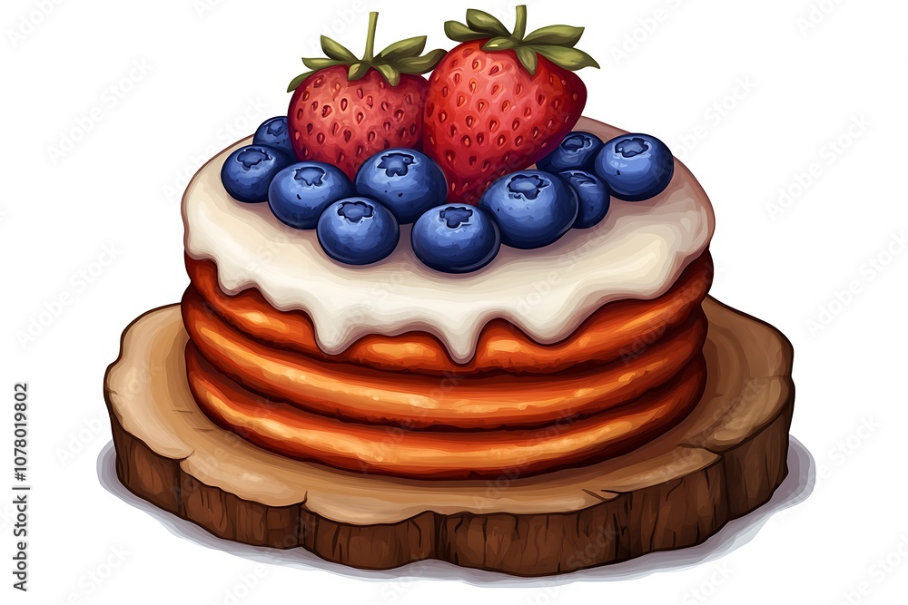 Cake with fresh fruits isolated on white background, soft focus Cake with fresh fruits isolated on white background, soft focus