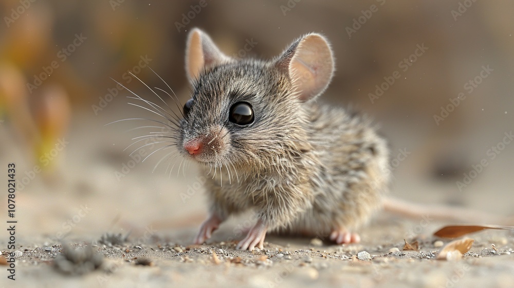 Close-up Portrait of a Cute Small Mouse in Nature Close-up Portrait of a Cute Small Mouse in Nature