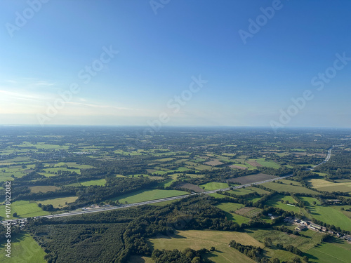 Aerial View of Scenic Countryside With Expansive Sky