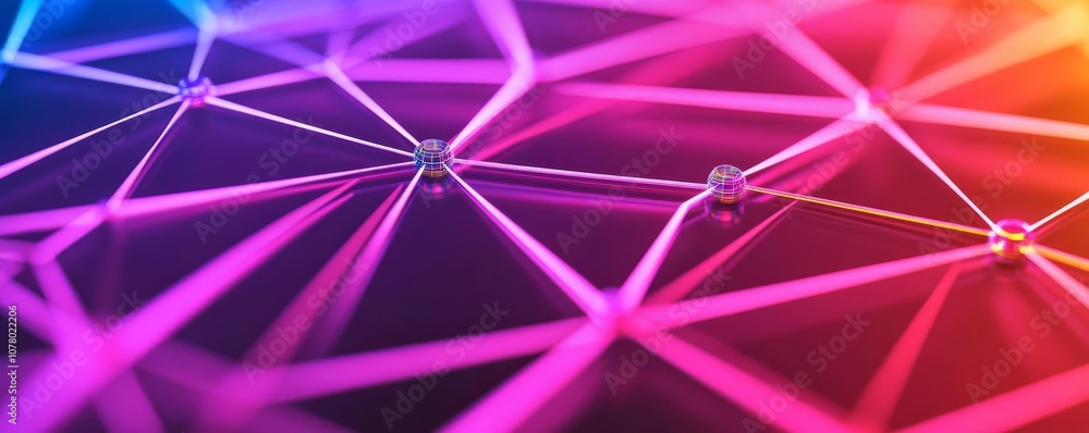 Obraz premium Diverse tech web, holographic nodes, vibrant interconnected flow