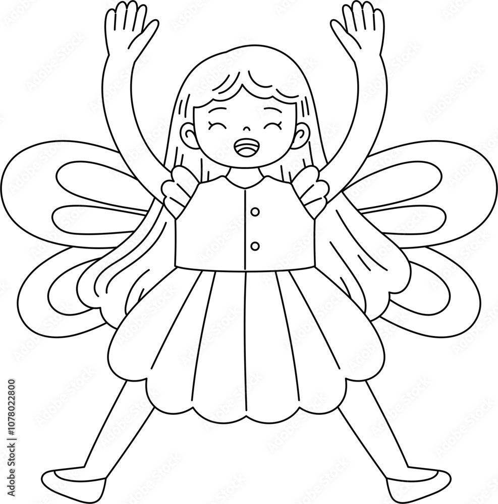 Fototapeta premium Cute fairy outline coloring printable