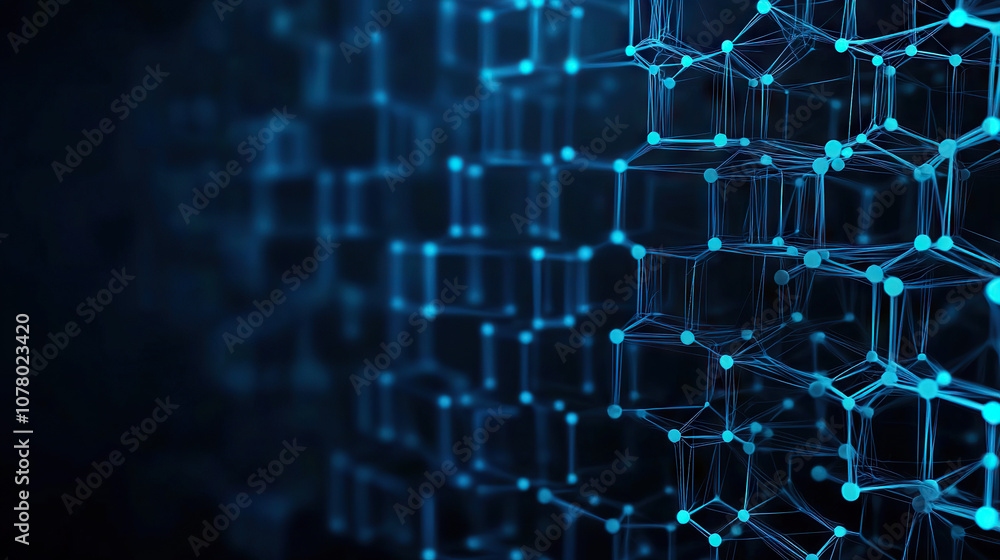 Fototapeta premium Digital background featuring interconnected blue lines and nodes, creating futuristic network design. Ideal for technology and data visualization themes