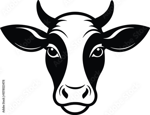 cow head logo silhouette , bull logo , animal logo vector black